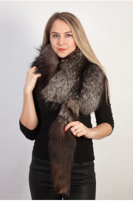 Silver fox fur scarf-collar